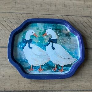 Vintage Country Blue Ribbon Goose Catch All Tray